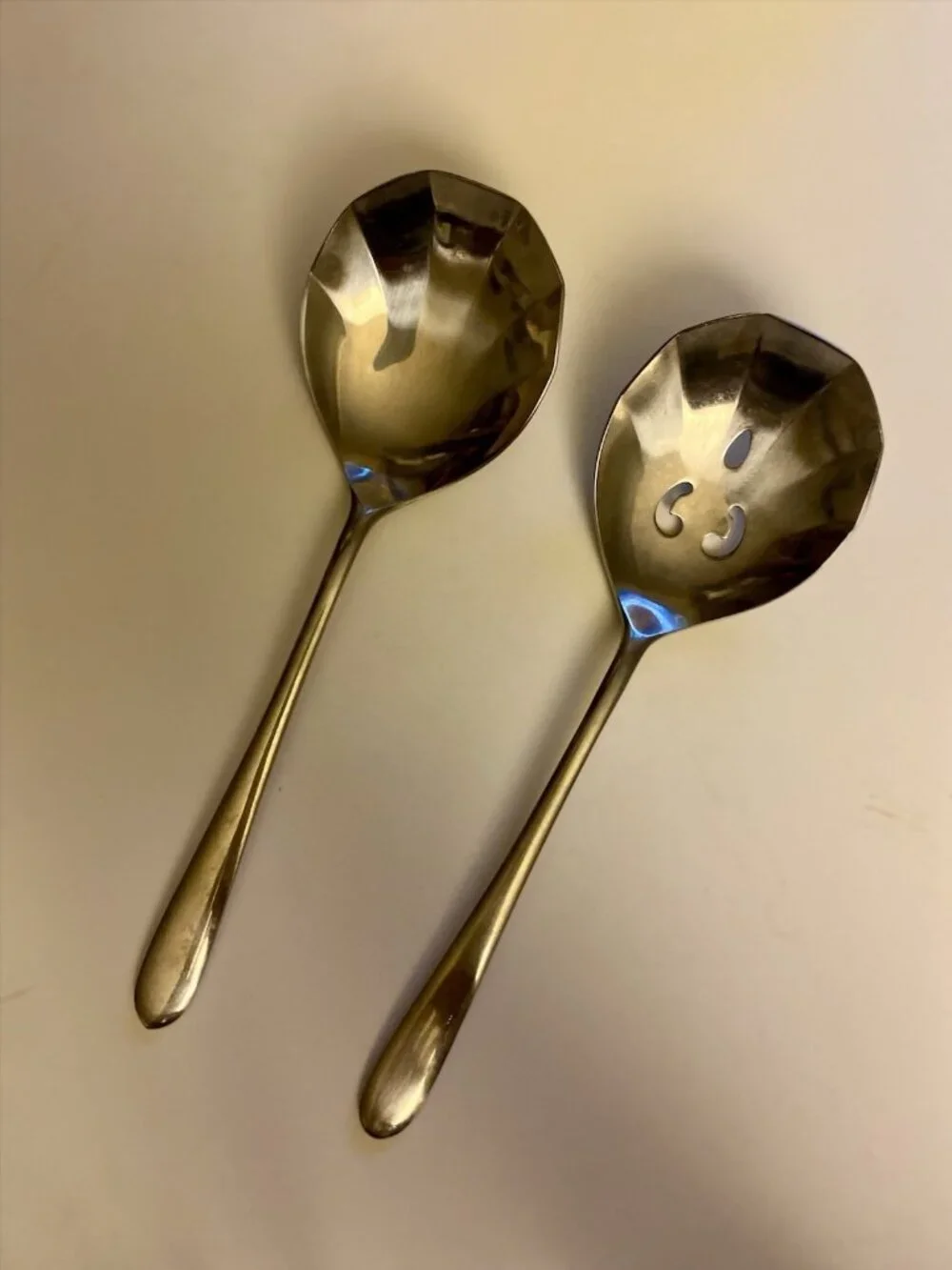 Supreme Stainless 18/8 By Towle Serving Spoons Slotted PAISLEY Flatware Japan